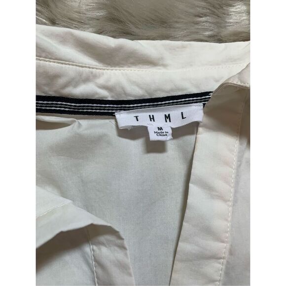 THML Womens Collared Short Sleeve Cream Dress Medium - Picture 7 of 10